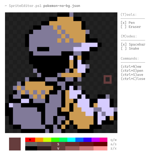 an image of the pokemon red protagonist in the powershell sprite editor