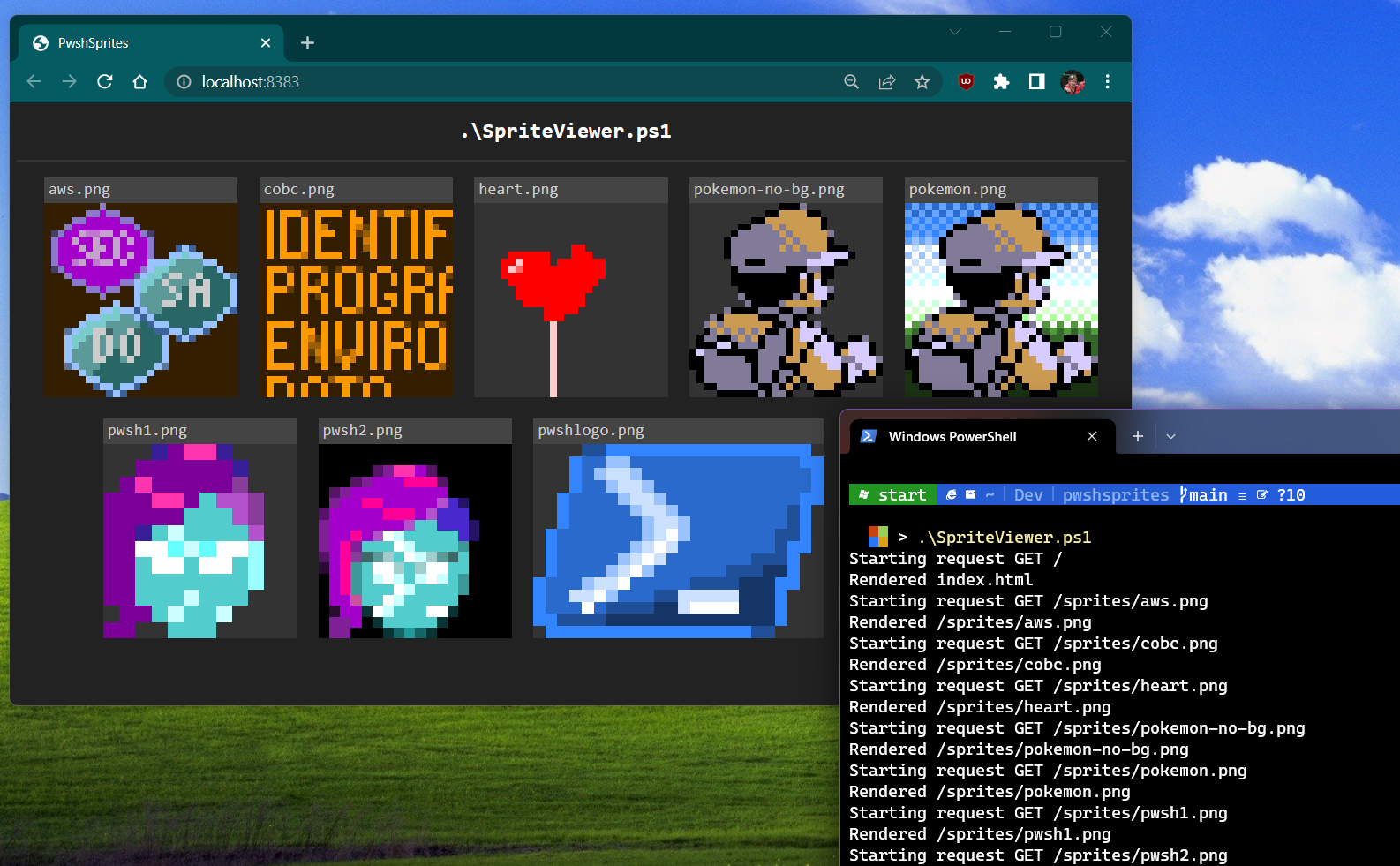 an image of the powershell sprite viewer